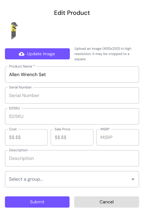 Manage Products AccessaOS secondary view