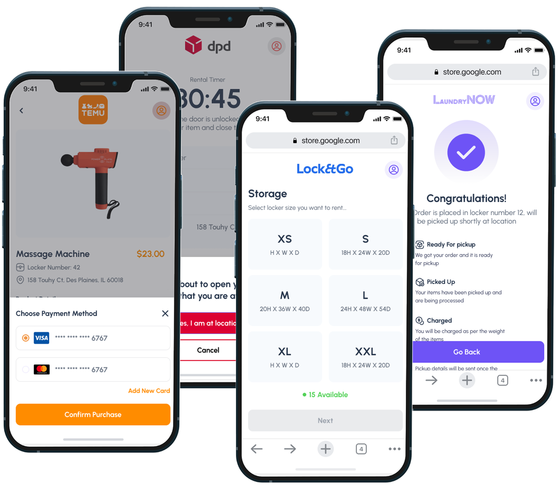 Accessa mobile app interface for smart locker access on iOS and Android