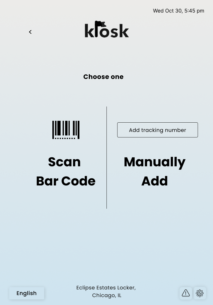 Delivery mode kiosk screen