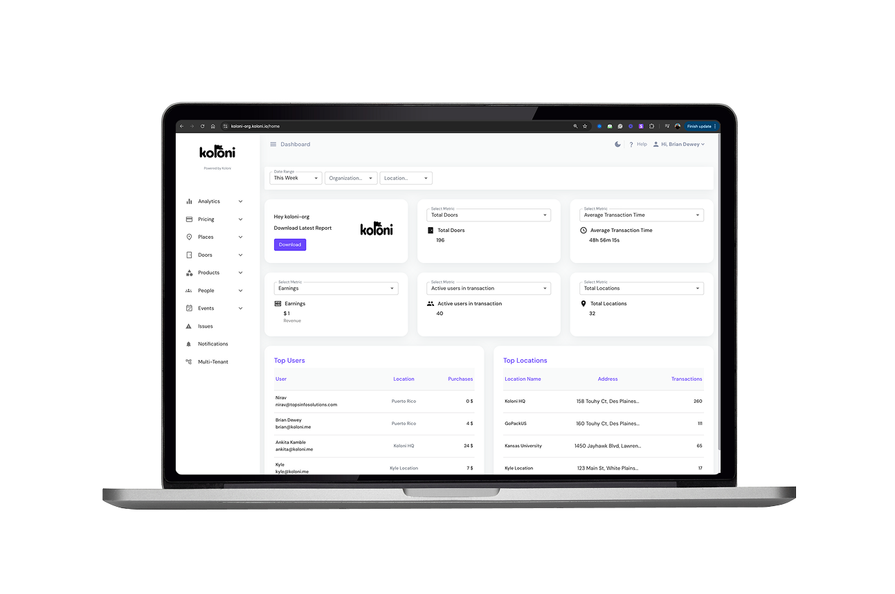 AccessaOS management dashboard for parcel locker operations